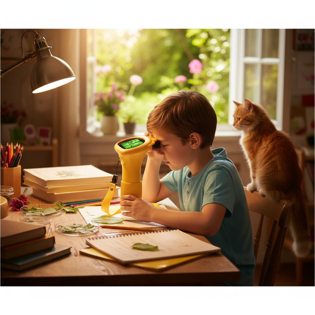 Kids Microscope 1000x Magnifier Microscope 200 Megapixels With LED Photo Video Function Educational Toys Science For Children