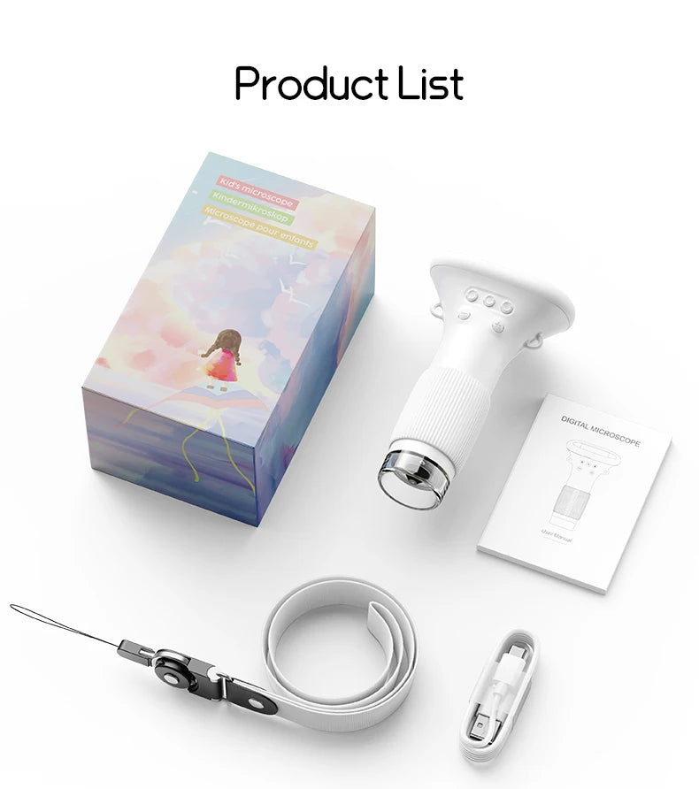 Kids Microscope 1000x Magnifier Microscope 200 Megapixels With LED Photo Video Function Educational Toys Science For Children