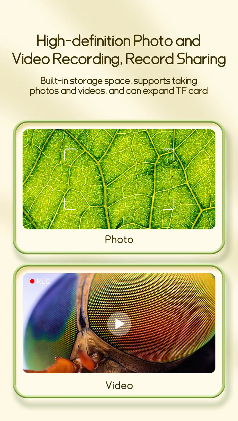 Kids Microscope 1000x Magnifier Microscope 200 Megapixels With LED Photo Video Function Educational Toys Science For Children