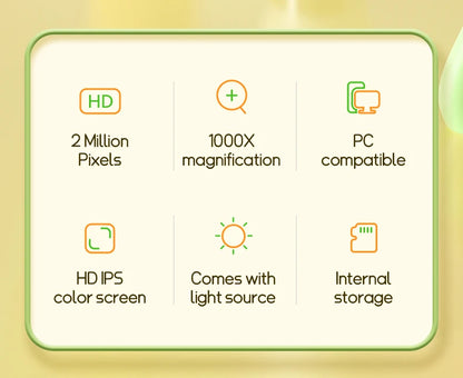 Kids Microscope 1000x Magnifier Microscope 200 Megapixels With LED Photo Video Function Educational Toys Science For Children