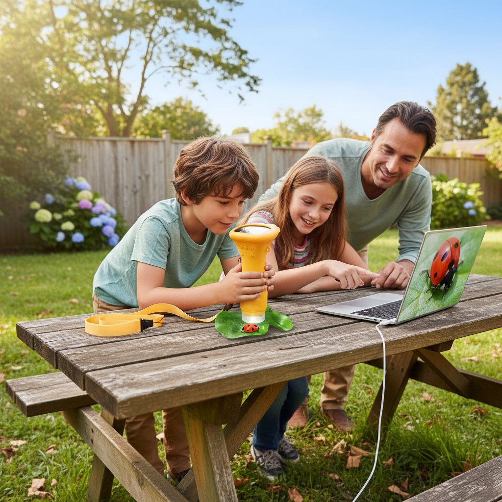 Kids Microscope 1000x Magnifier Microscope 200 Megapixels With LED Photo Video Function Educational Toys Science For Children